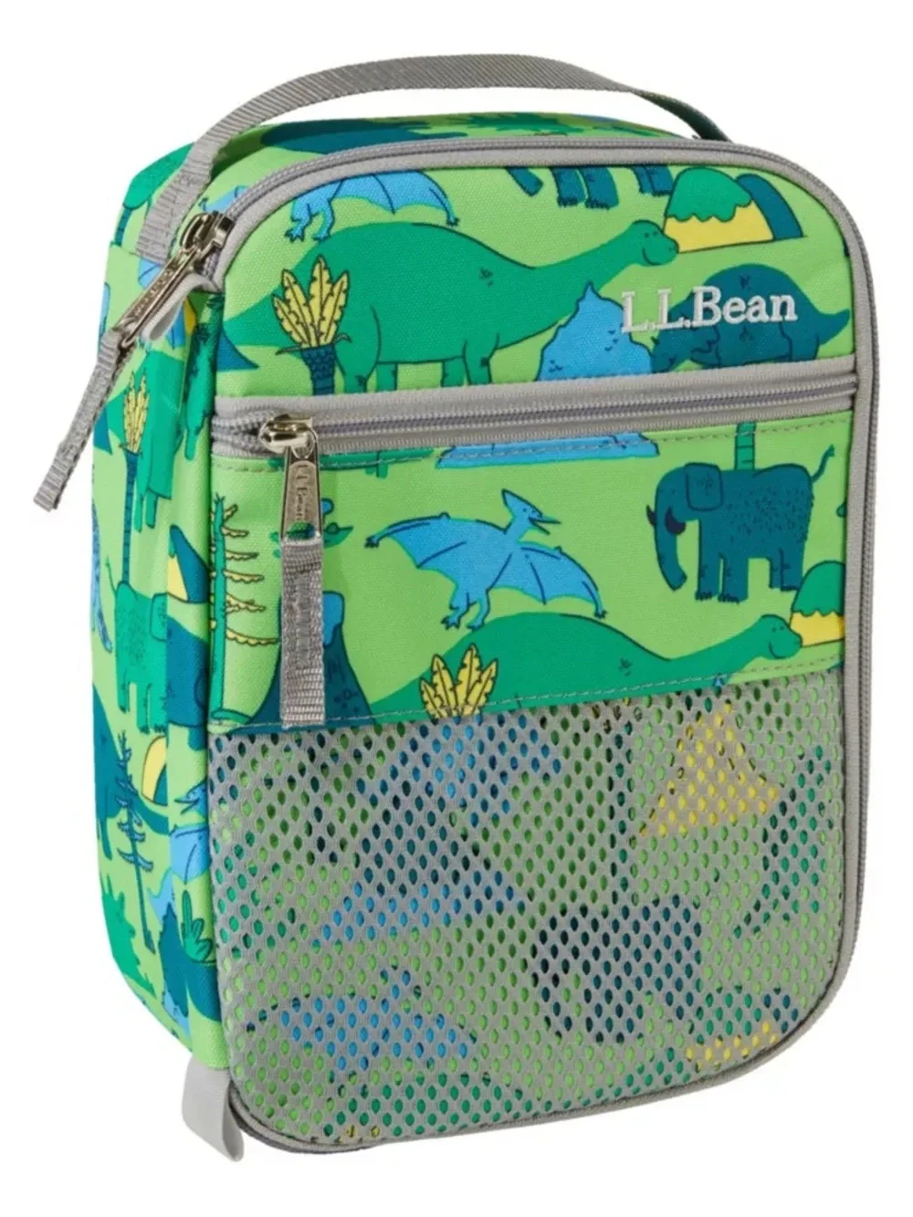L.L.Bean Kids Dino Lunch Tote in Lime Green and Teal